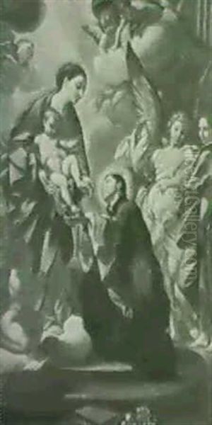 Saint En Oraison Devant La Vierge Et L'enfant Oil Painting by Carlo Maratta or Maratti