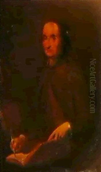 Portrait Of A Gentleman, Said To Be The Mathematician And   Astronomer Monsignor Bianchini Oil Painting by Carlo Maratta or Maratti