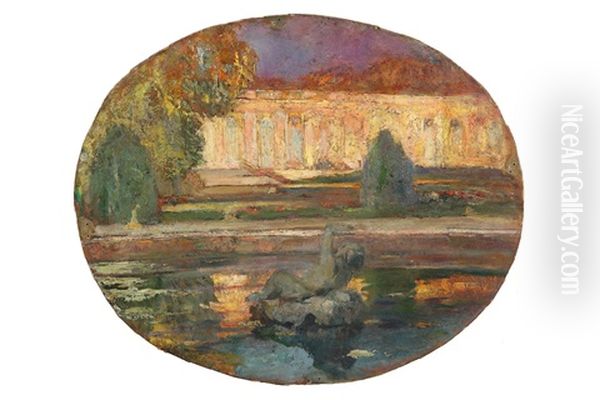 A French Garden Oil Painting by Pierre Amede Marcel-Beronneau