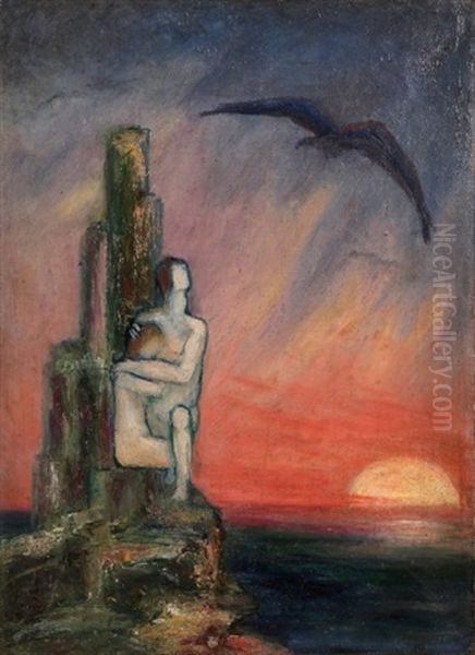 Couple Sur Un Rocher Oil Painting by Pierre Amede Marcel-Beronneau