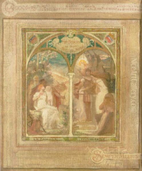 Salle De Mariages In The Town Hall, Bordeaux Oil Painting by Pierre Amede Marcel-Beronneau