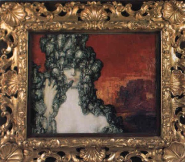 La Femme Au Serpent No.2 Oil Painting by Pierre Amede Marcel-Beronneau