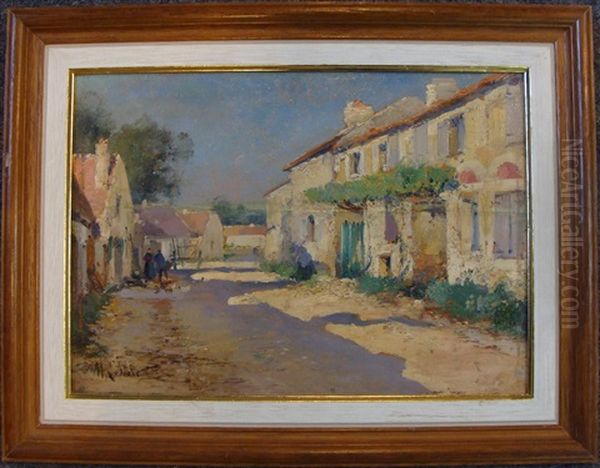 Rue De Village Oil Painting by  Marcel-Lenoir (Jules Oury)