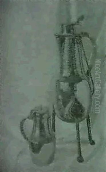 Stilleben Mit Kupferkannen Oil Painting by  Marcel-Lenoir (Jules Oury)