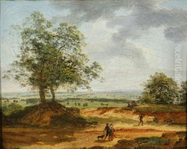 Personnages Dans La Campagne Italienne Oil Painting by Marchais, Pierre Antoine