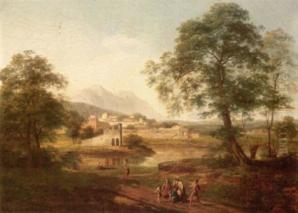 A Classical Landscape With Belisarius Amongst Peasants Oil Painting by Marchais, Pierre Antoine