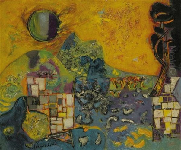 Paysage Au Soleil Dore, Provence Oil Painting by Andre Marchand