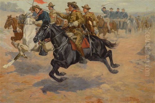 Rough Riders Cavalry Oil Painting by John Norval Marchand