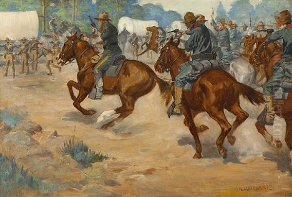 Cavalry Charge Oil Painting by John Norval Marchand