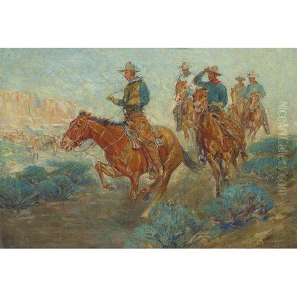 The Cowboys Oil Painting by John Norval Marchand