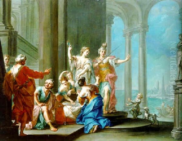 Achilles And The Daughters Of Lycomedes Oil Painting by Giuseppe Marchesi