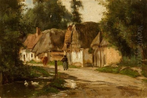 Before The Farm Oil Painting by Emile Van Marcke De Lumman