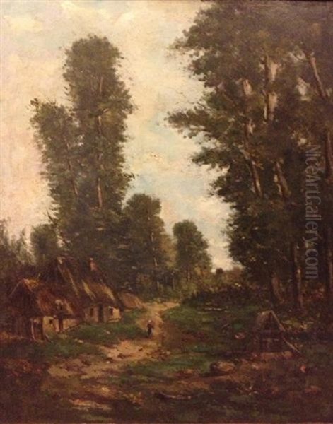 Vue D'un Hameau Oil Painting by Emile Van Marcke De Lumman