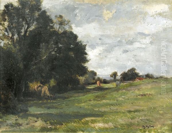 Landschaft Mit Weidenden Kuhen Oil Painting by Emile Van Marcke De Lumman