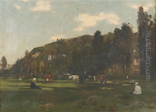 Les Coteaux Du Lavandin Oil Painting by Emile Van Marcke De Lumman