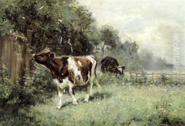 Vaches Au Pre Oil Painting by Emile Van Marcke De Lumman