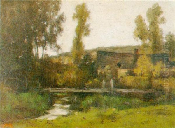 Flusslandschaft Oil Painting by Emile Van Marcke De Lumman