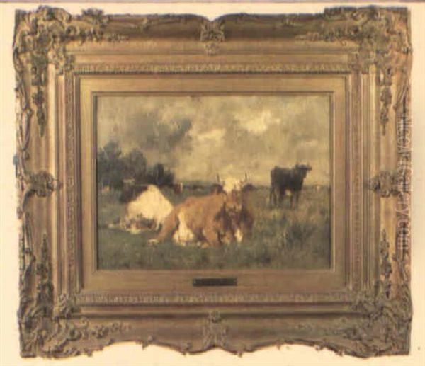Vacas Oil Painting by Emile Van Marcke De Lumman