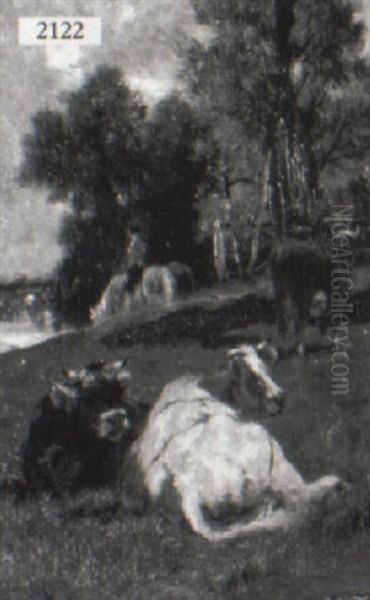 Country Landscape Oil Painting by Emile Van Marcke De Lumman