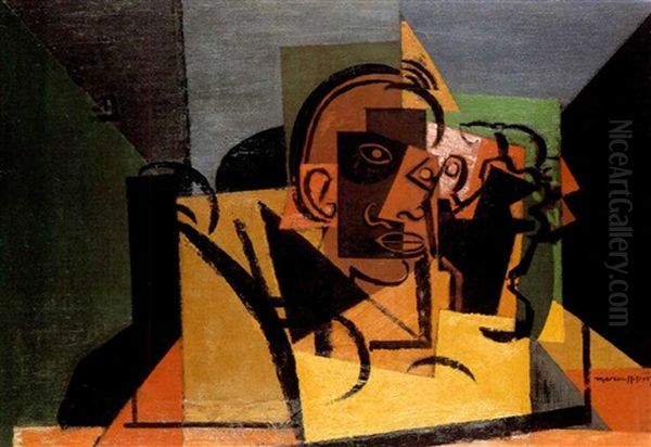 L'homme Accoude Oil Painting by Louis Marcoussis