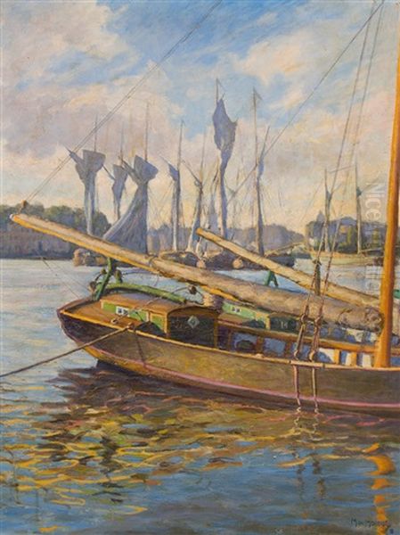 Verankerter Segler Im Hafen Oil Painting by Max Marcus