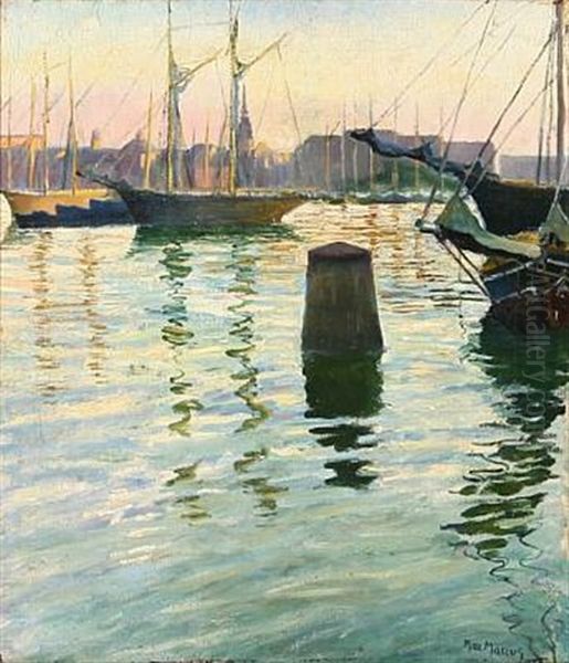 Harbour Scenery (stockholm?) Oil Painting by Max Marcus
