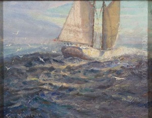 Sailboat Oil Painting by Gilbert Tucker Margeson