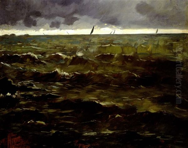 Marina Ligure Oil Painting by Pompeo Mariani