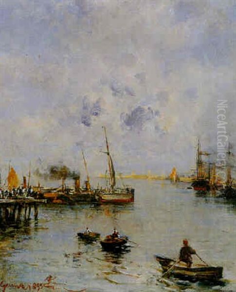 Le Port De Genes Oil Painting by Pompeo Mariani