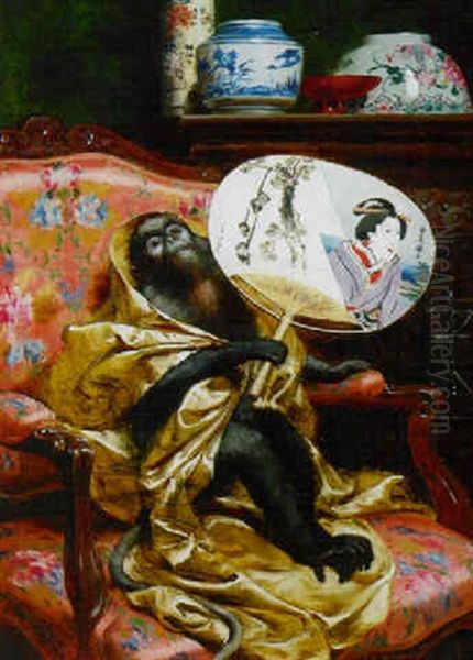 The Japanese Fan Oil Painting by Adrien Emmanuel Marie