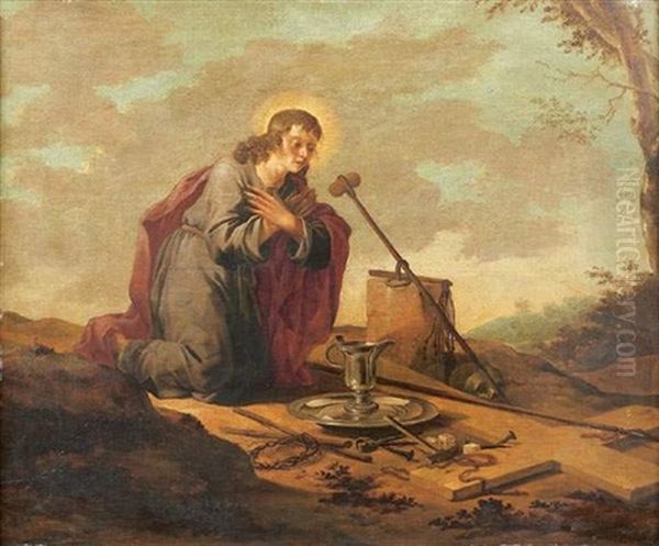 Un Saint Entoure Des Instruments De La Passion Oil Painting by Aert Jansz Marienhof