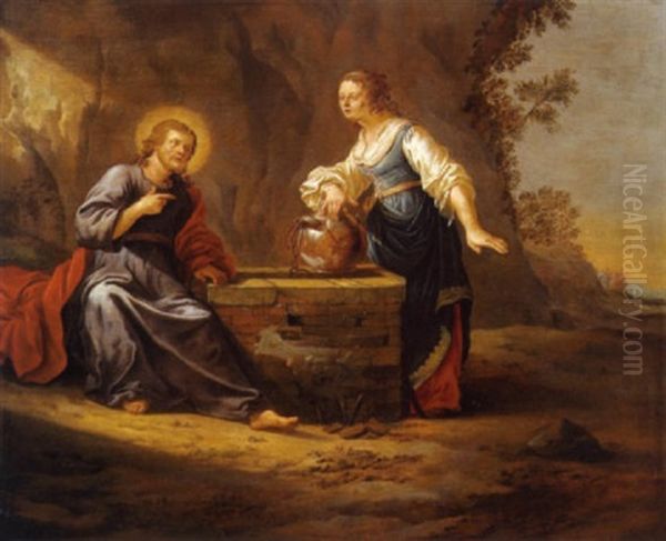 Christus Und Die Samariterin Am Brunnen Oil Painting by Aert Jansz Marienhof