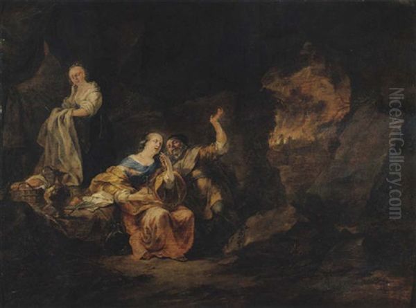 Lot And His Daughters Oil Painting by Aert Jansz Marienhof