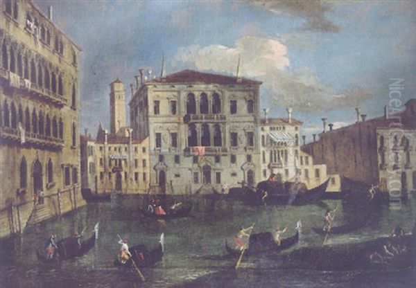 A View Of Venice With Gondolas On A Canal Oil Painting by Michele Marieschi