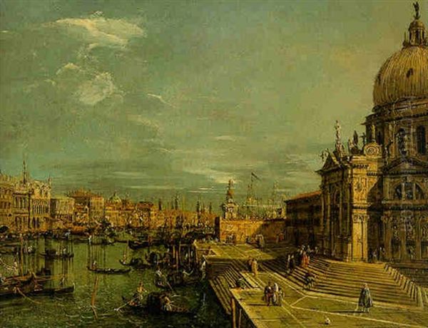 The Grand Canal, Venice, Looking East, From Santa Maria Della Salute Oil Painting by Michele Marieschi