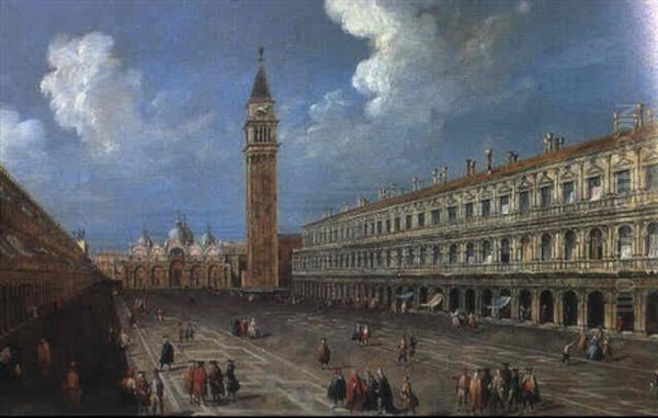 Veduta Di Piazza S. Marco Verso La Basilica Oil Painting by Michele Marieschi