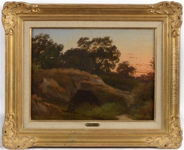 Berger Au Crepuscule Oil Painting by Prosper-Georges-Antoine Marilhat