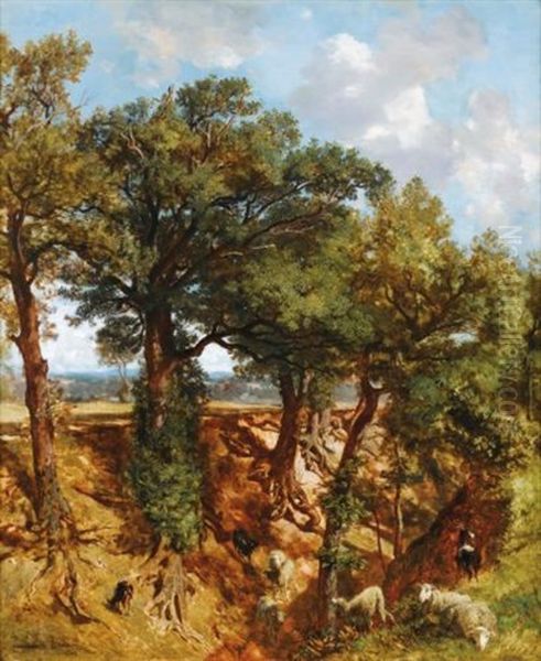 Les Grands Chenes Pres Du Ravin Oil Painting by Prosper-Georges-Antoine Marilhat