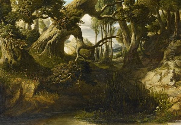 Auvergne Oil Painting by Prosper-Georges-Antoine Marilhat