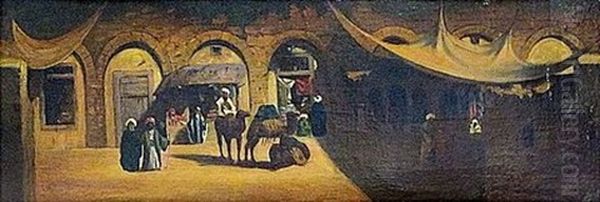 Place En Orient Oil Painting by Prosper-Georges-Antoine Marilhat