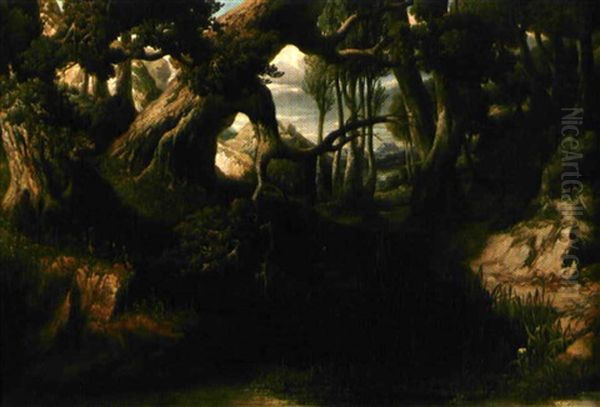 Sous-bois En Auvergne Oil Painting by Prosper-Georges-Antoine Marilhat