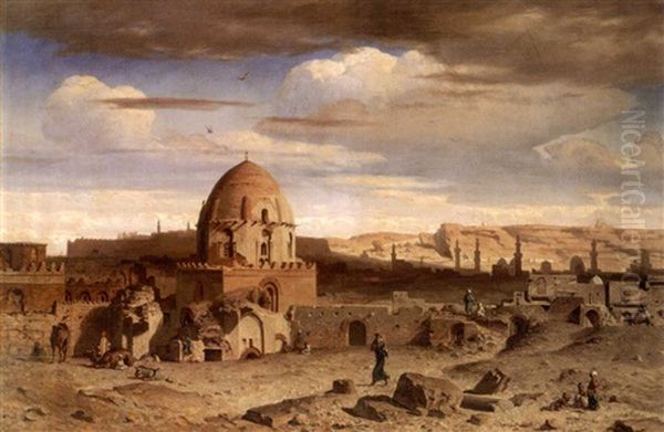 La Necropole Du Caire Oil Painting by Prosper-Georges-Antoine Marilhat