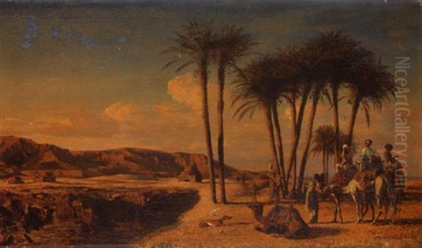 La Halte De La Caravane Oil Painting by Prosper-Georges-Antoine Marilhat