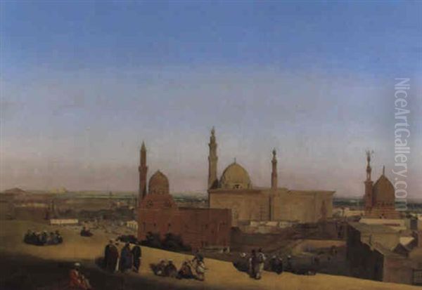 An Extensive View Of Cairo With The Mosque Of Sultan Hassan Beyond Oil Painting by Prosper-Georges-Antoine Marilhat
