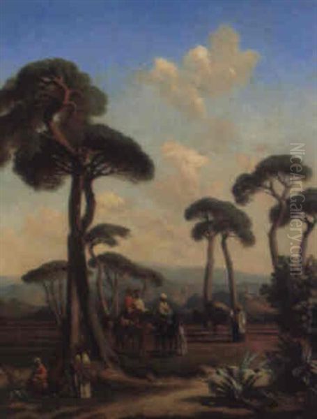 Arabs And Camels At Rest Oil Painting by Prosper-Georges-Antoine Marilhat