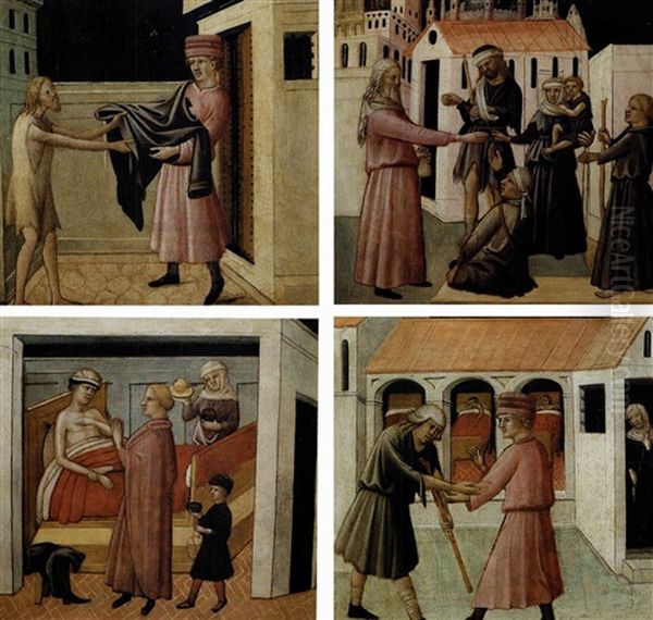 Vestire Gli Ignudi (+ 3 Others; 4 Works) Oil Painting by Mariotto Di Cristofano