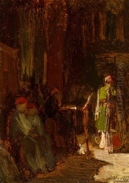 Oriental Figures At A Gate Oil Painting by Jacob Henricus Maris