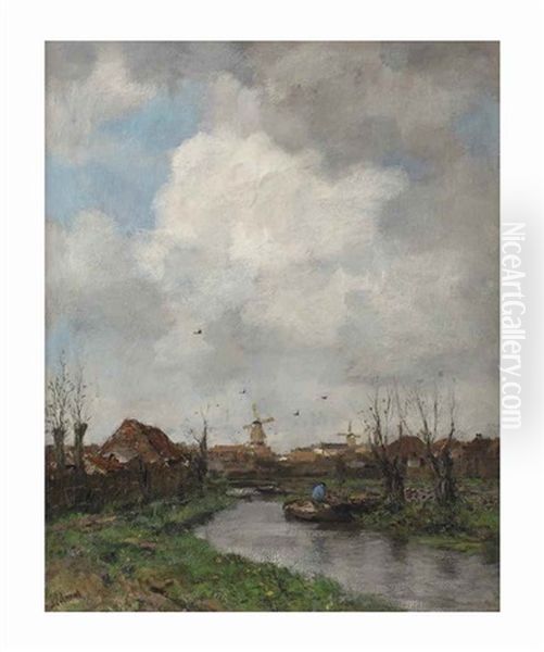 The Canal: Salad Gardens Near The Hague Oil Painting by Jacob Henricus Maris