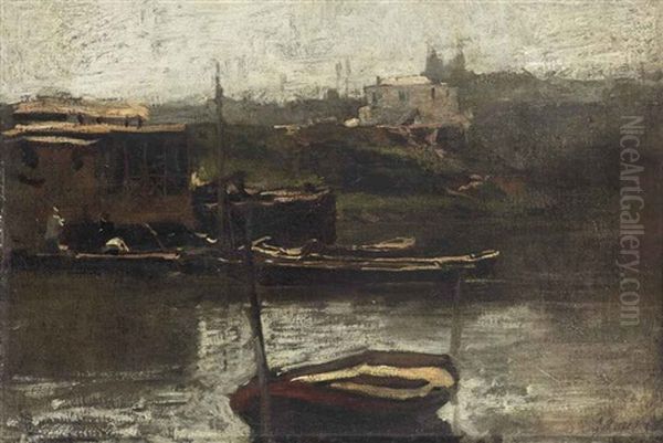 The Watermill, Bougival Oil Painting by Jacob Henricus Maris