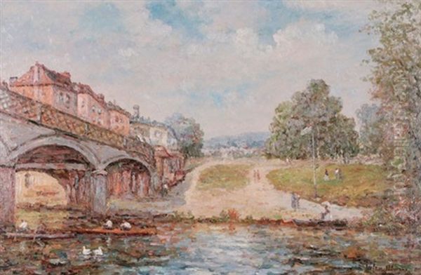 View Of A Bridge Oil Painting by Jacob Henricus Maris